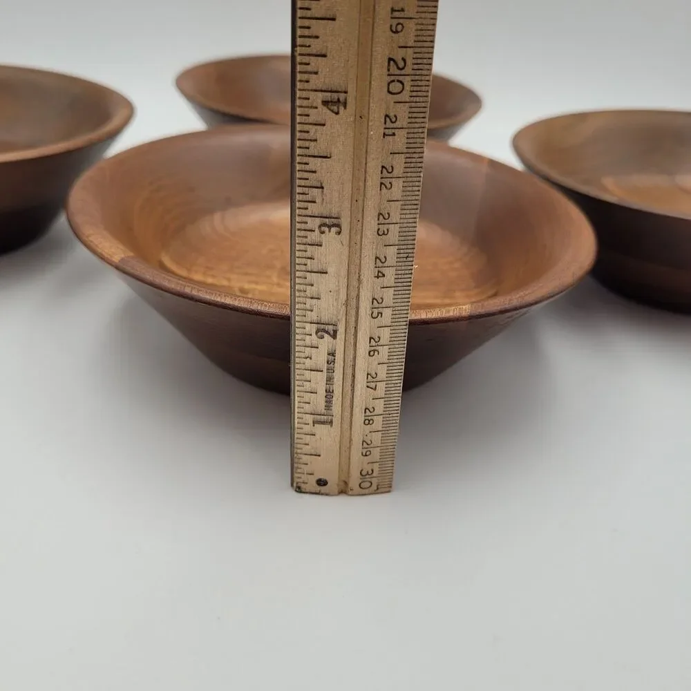 VTG Kustom Kraft USA Solid Black Walnut Wood Salad Bowls Set of 4 MCM 60s-70s